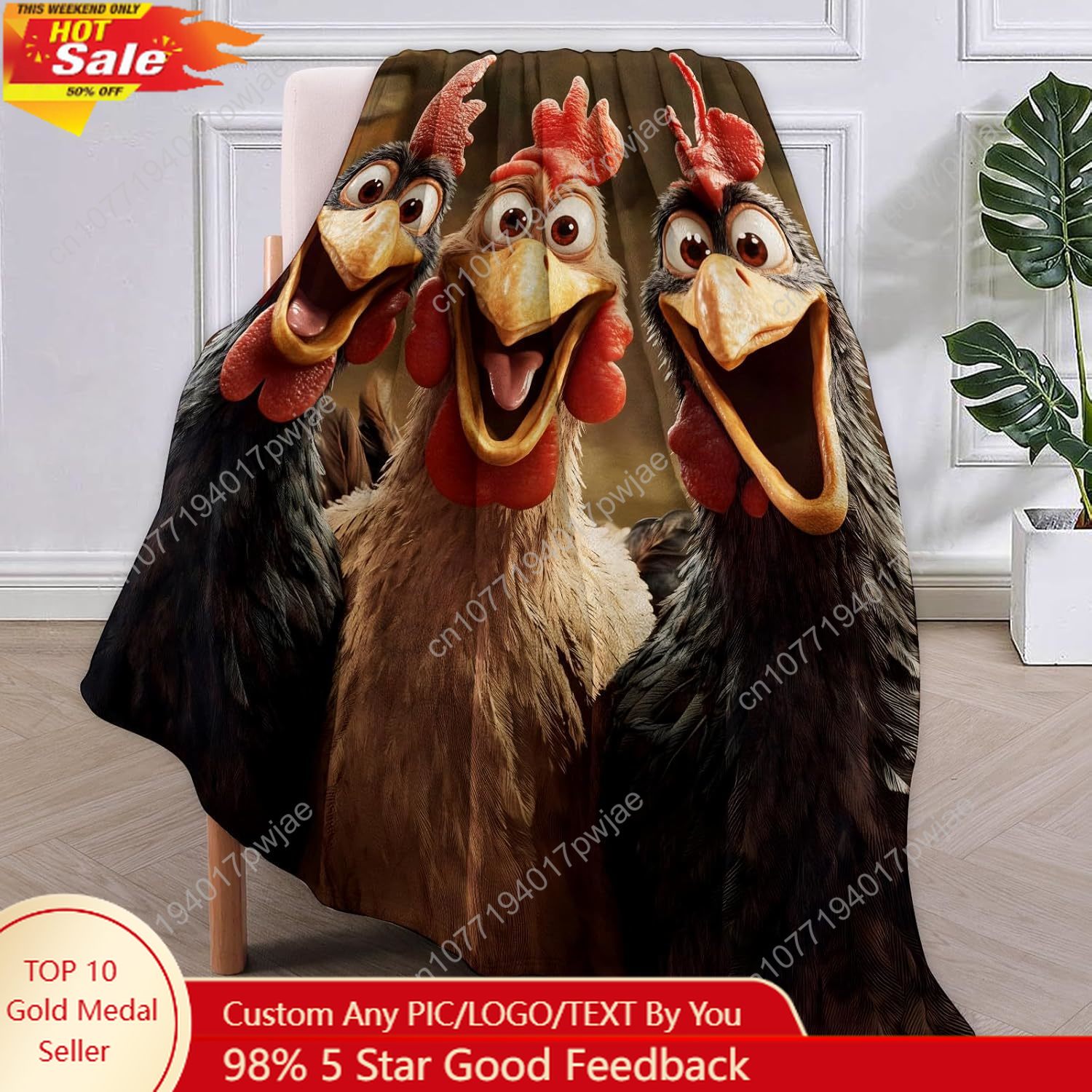 Home Textiles & Furnishings - Chickens Blanket Gifts for Women, Cartoon
