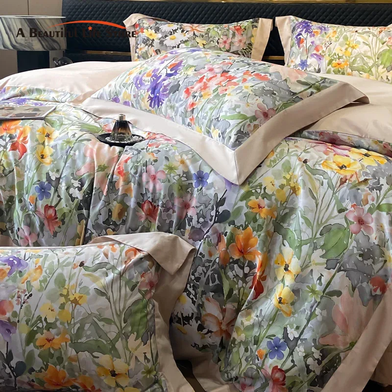 Home Textiles Europe - Floral Print 600TC Egyptian Cotton Bedding