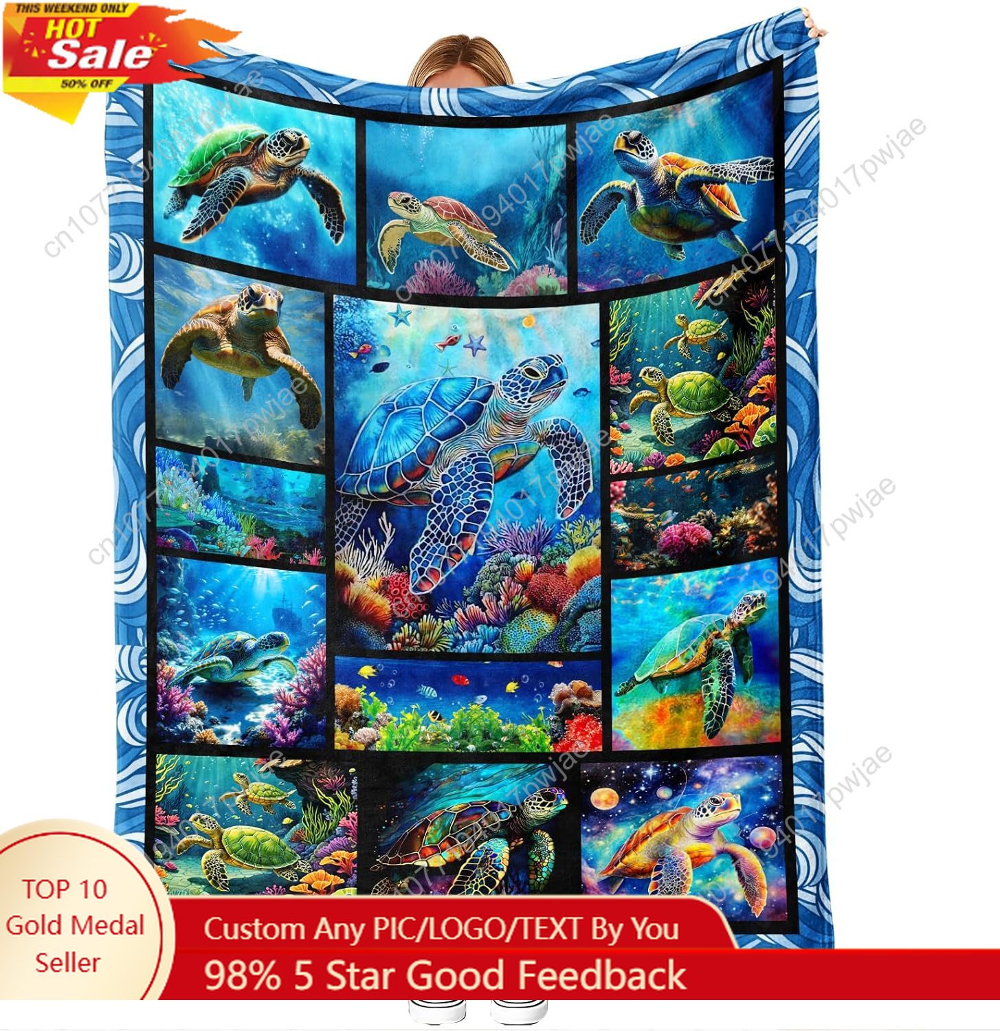 Sea Turtle Flannel Throw Blank - огляд і ціна Home Textiles & Furnishings