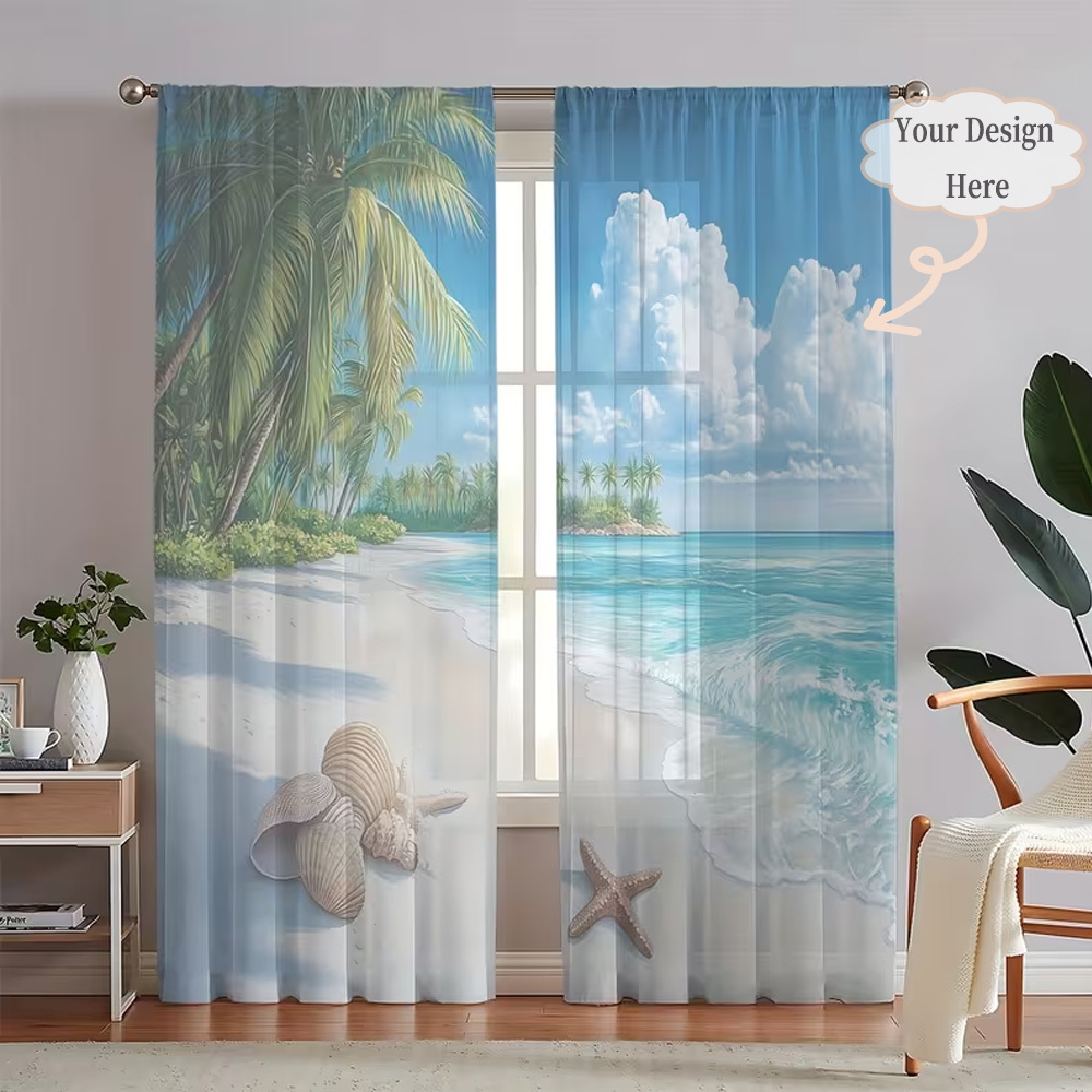 Custom 2D Flat 2pcs Sheer Curt - огляд і ціна Home Textiles & Furnishings