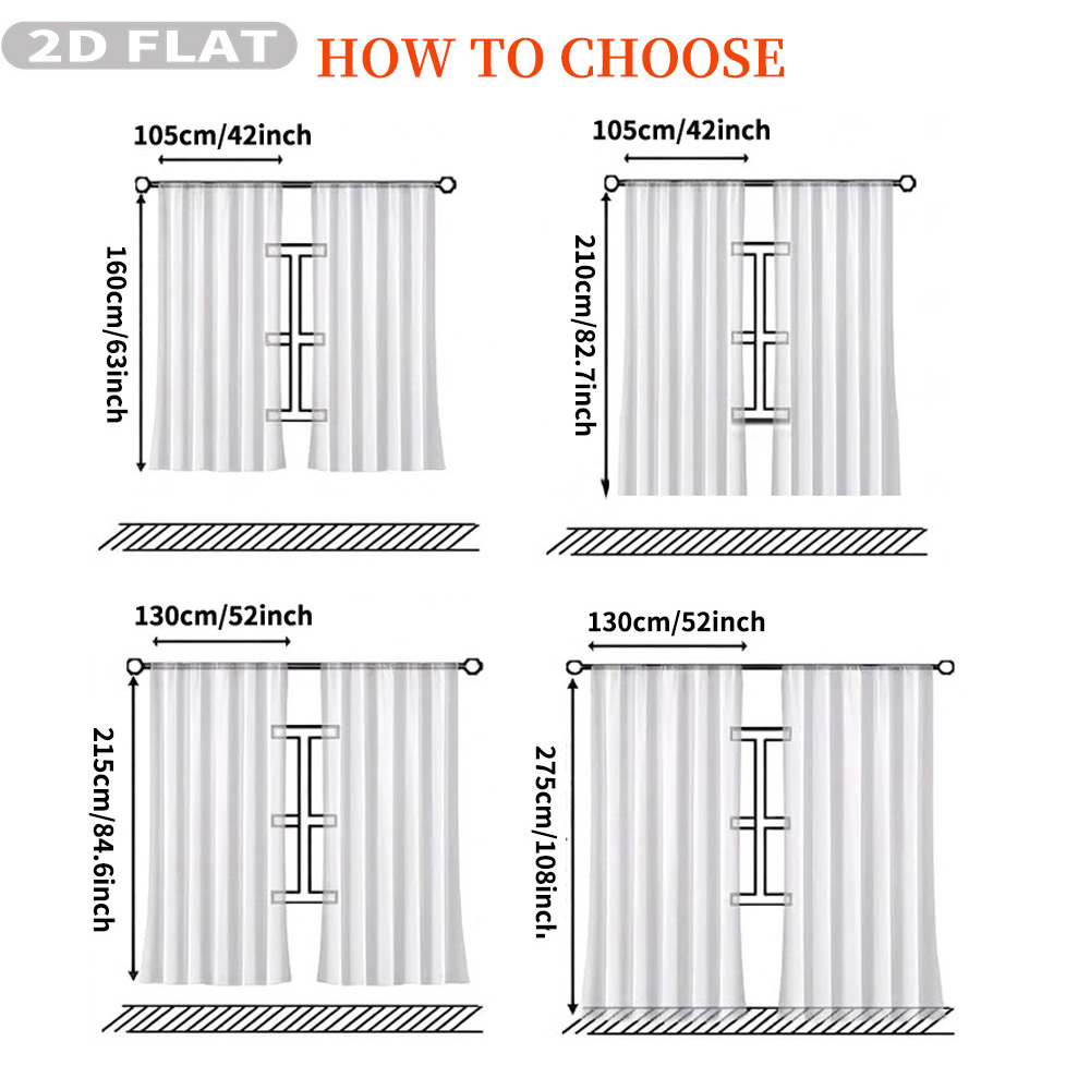 Custom 2D Flat 2pcs Sheer Curt - огляд і ціна Home Textiles & Furnishings
