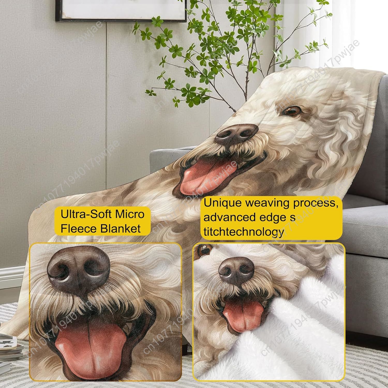 Joyful Poodle Portrait Blanket - огляд і ціна Home Textiles & Furnishings
