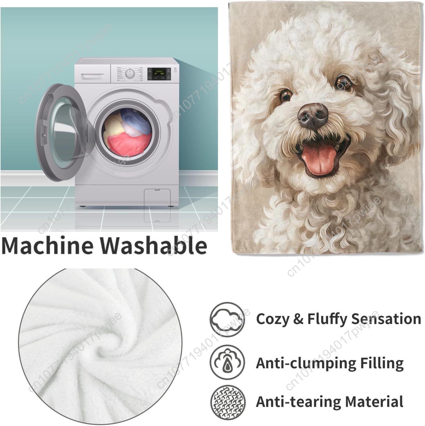 Joyful Poodle Portrait Blanket - огляд і ціна Home Textiles & Furnishings